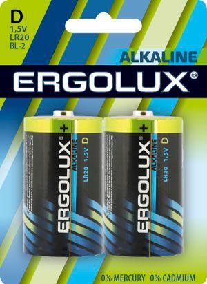 Элемент питания алкалиновый D/LR20 1.5В Alkaline BL-2 (блист.2шт) Ergolux 11752