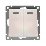 Выключатель 2-кл. СП Афина 10А IP20 с подсветкой механизм жемчуг Universal A0123-OBr Выключатель 2-кл. СП Афина 10А IP20 с подсветкой механизм жемчуг Universal A0123-OBr