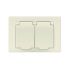 Розетка 2-м СП Афина 16А IP20 с заземл. c крышкой в сборе сл. кость (ivory) Universal A0031-I