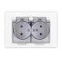 Розетка 2-м СП Афина 16А IP20 с заземл. c прозрачной крышкой в сборе бел. Universal A0031