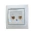 Розетка компьютерная + телефонная 2-м СП Mira RJ45 + RJ11 IP20 с сер. вставкой бел. LEZARD 701-0215-143
