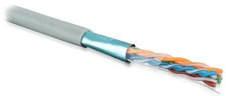 Кабель витая пара F/UTP кат.5E 4х2х24AWG solid PVC FUTP4-C5E-S24-IN-PVC-GY-305 сер. (м) Hyperline 42052