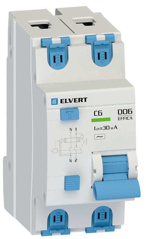 Автоматический выключатель дифф.тока D06 2р C16 300 мА электрон. тип АС ELVERT
