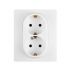 Розетка 2-м СП Etika 16А IP20 250В 2P+E с заземл. немецк. стандарт винт. клеммы в сборе бел. Leg 672223