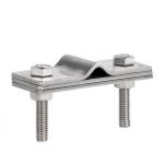 Зажим пруток-полоса двухболтовой с разделительной пластиной, оцинкованный Зажим пруток-полоса двухболтовой с разделительной пластиной, оцинкованный