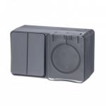 Блок ОП AtlasDesign Profi54 (розетка 16А 250В с заземл. защ. шторки + 2-кл. выкл. 10А) IP54 антрацит SE ATN544074 Блок ОП AtlasDesign Profi54 (розетка 16А 250В с заземл. защ. шторки + 2-кл. выкл. 10А) IP54 антрацит SE ATN544074