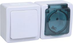 Блок ОП выключатель 1-кл. и розетка с заземл. контактом и крышкой для открытой установки бел. клавиша/дымчатая крышка БГб-22-31-ГПБд IP54 ГЕРМЕС PLUS IEK EBGMP20-K03-31-54-EC Блок ОП выключатель 1-кл. и розетка с заземл. контактом и крышкой для открытой установки бел. клавиша/дымчатая крышка БГб-22-31-ГПБд IP54 ГЕРМЕС PLUS IEK EBGMP20-K03-31-54-EC