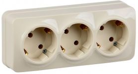 Розетка 3-м ОП GLORY РС23-3-ХК 16А с заземл. крем. IEK ERH31-K33-16 Розетка 3-м ОП GLORY РС23-3-ХК 16А с заземл. крем. IEK ERH31-K33-16