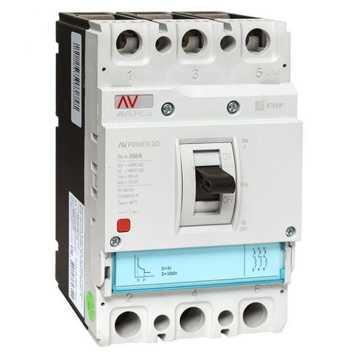 Выключатель автоматический 3п 250А 50кА AV POWER-2/3 ETU2.0 AVERES EKF mccb-23-250-2.0-av