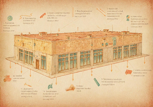Система молниеотводов на крыше здания